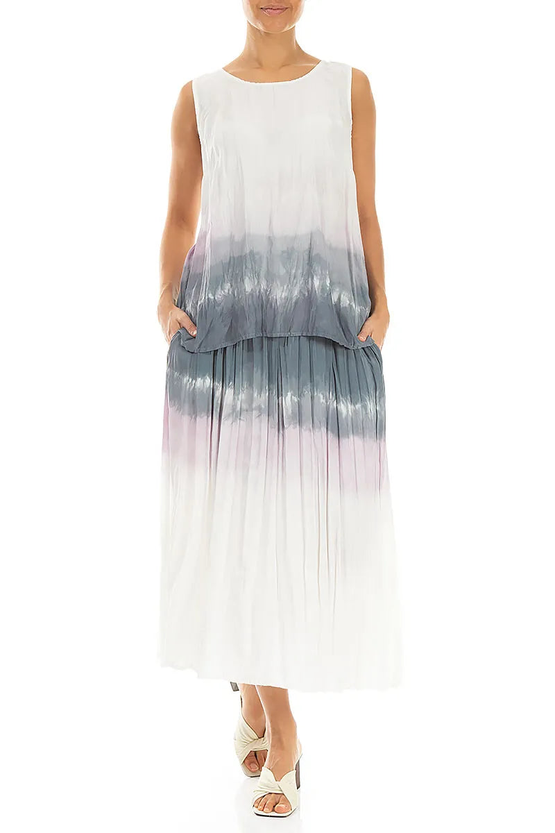 Grey Blush Ombré Crumpled Pure Silk Skirt 4