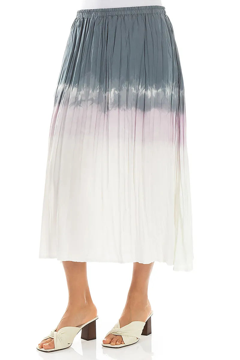 Grey Blush Ombré Crumpled Pure Silk Skirt 3