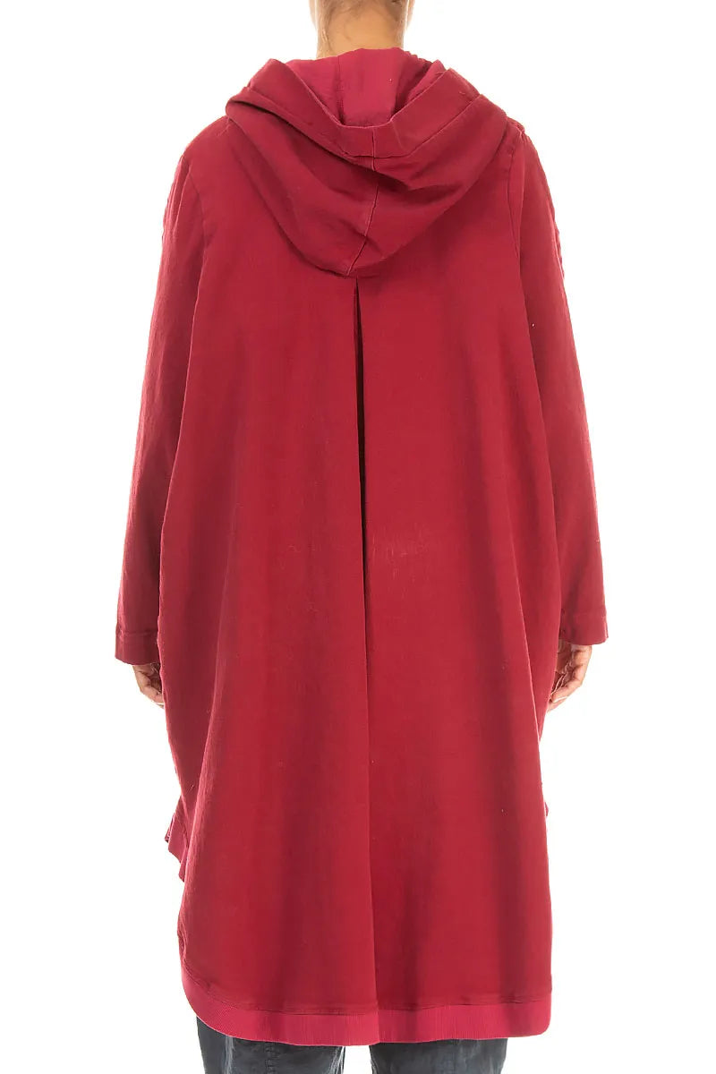 Hooded Oversized Ruby Stretch Cotton Coat 3
