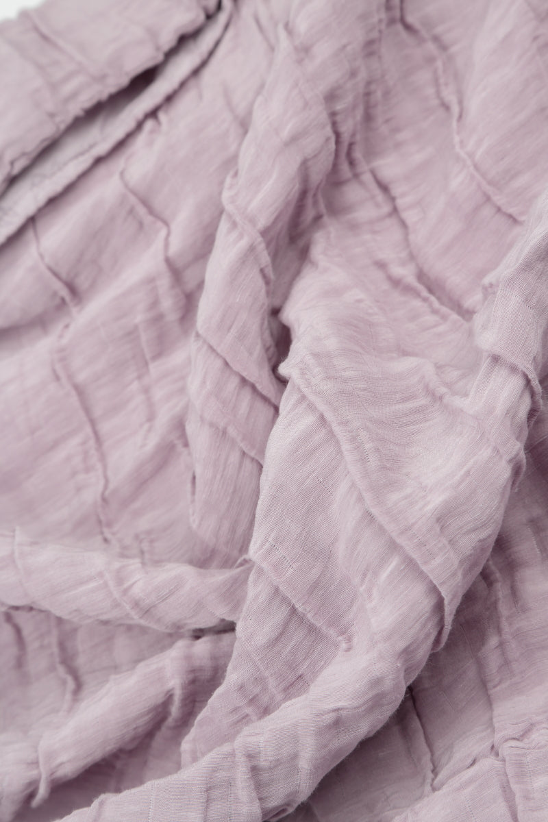 Horizontal Hem Crinkled Lilac Silk Linen Blouse 5