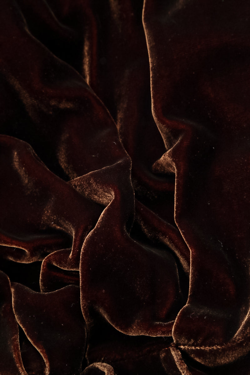 Keyhole Neck Aged Copper Silk Velvet Dress