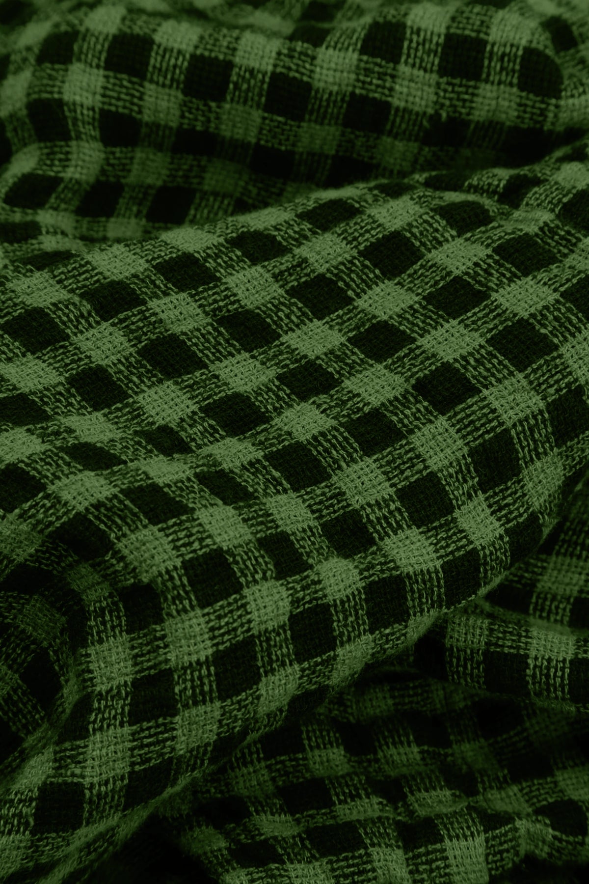 Loose Shamrock Green Check Linen Shirt 5