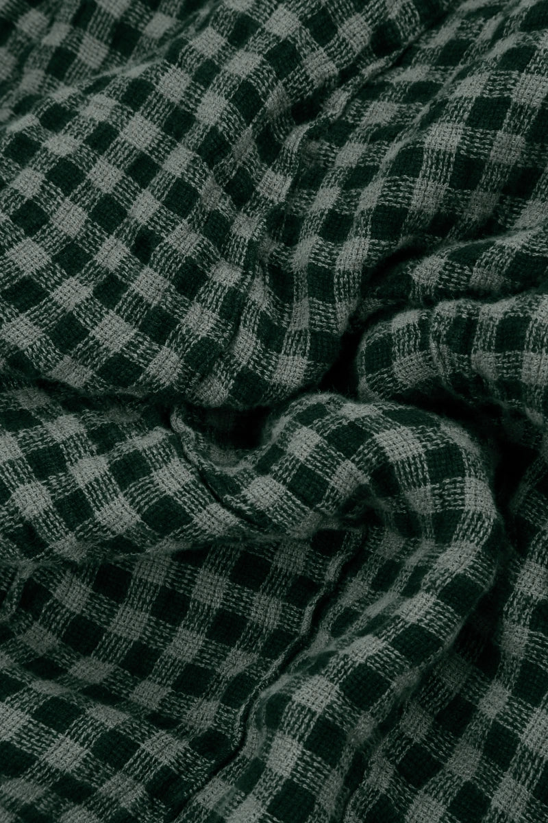 Buttoned Sage Check Linen Dress 5