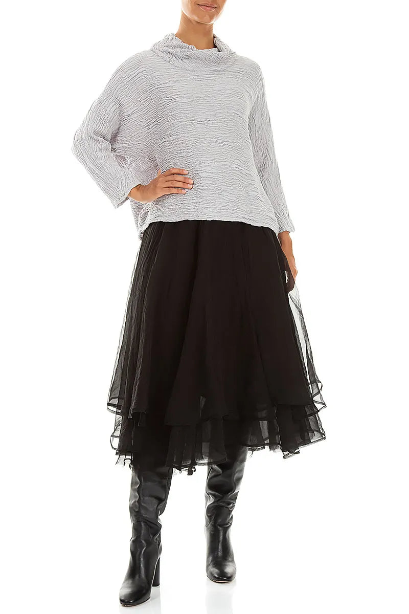 Layered Black Silk Chiffon Skirt 4