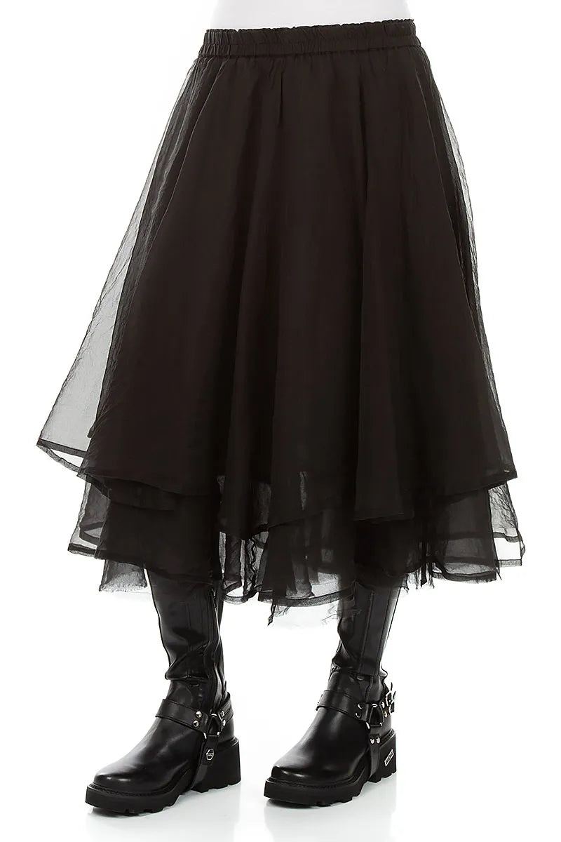 Layered Black Silk Chiffon Skirt 3