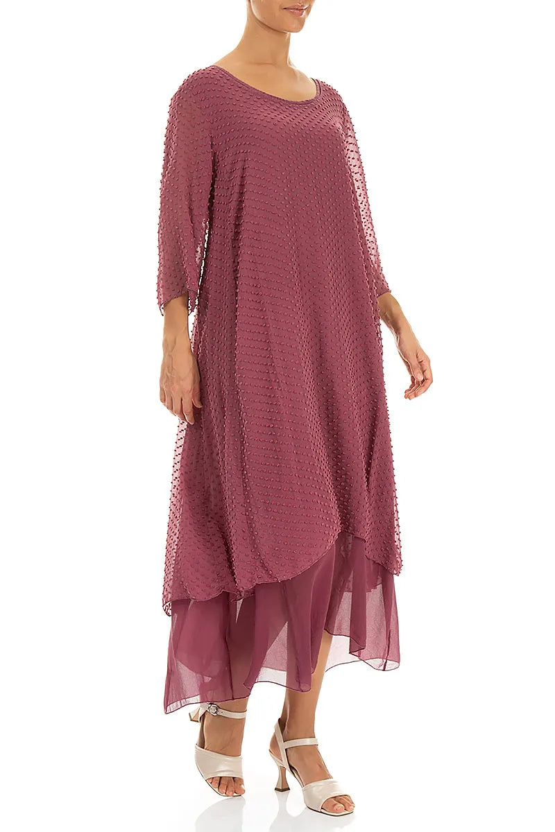 Layered Dotty Antique Ruby Silk Dress 3