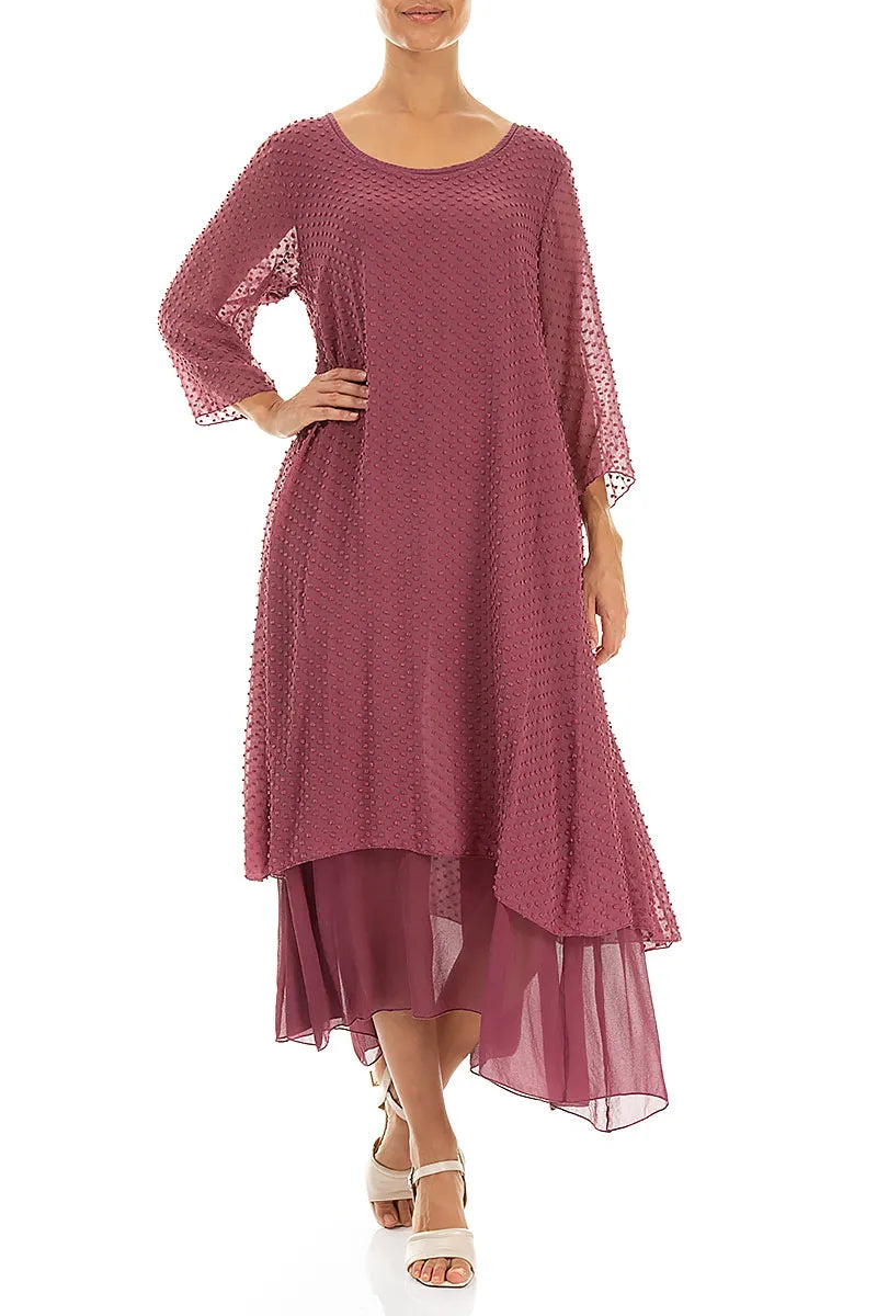 Layered Dotty Antique Ruby Silk Dress 4