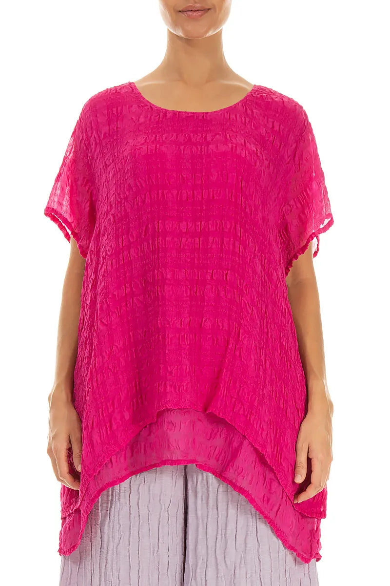 Layered Fuchsia Light Silk Blouse 1