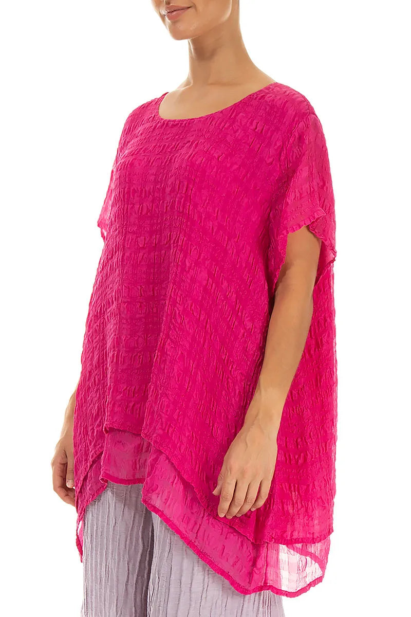 Layered Fuchsia Light Silk Blouse 3