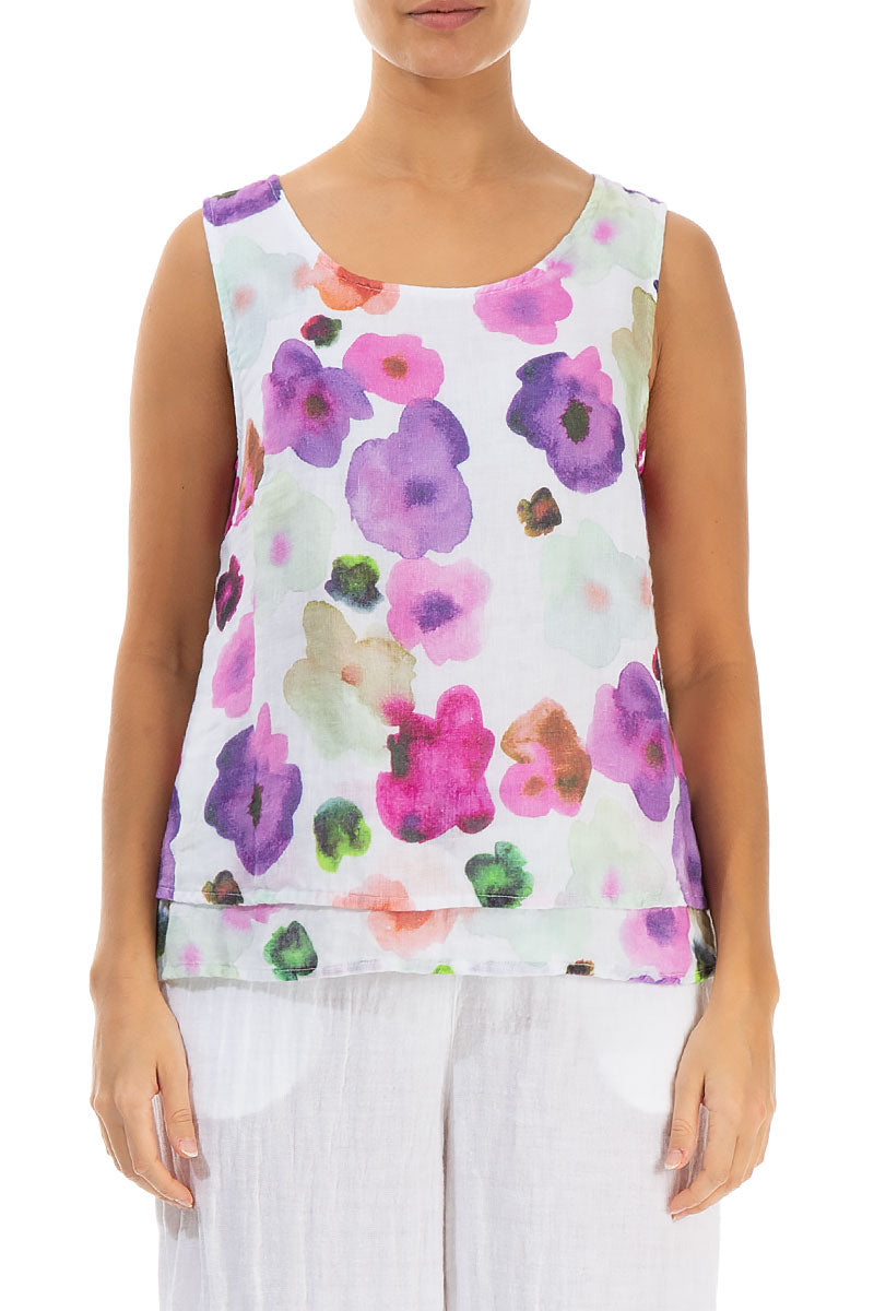 Layered Sleeveless Blossom Gauze Linen Top 1