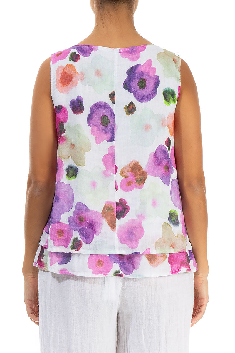 Layered Sleeveless Blossom Gauze Linen Top 2