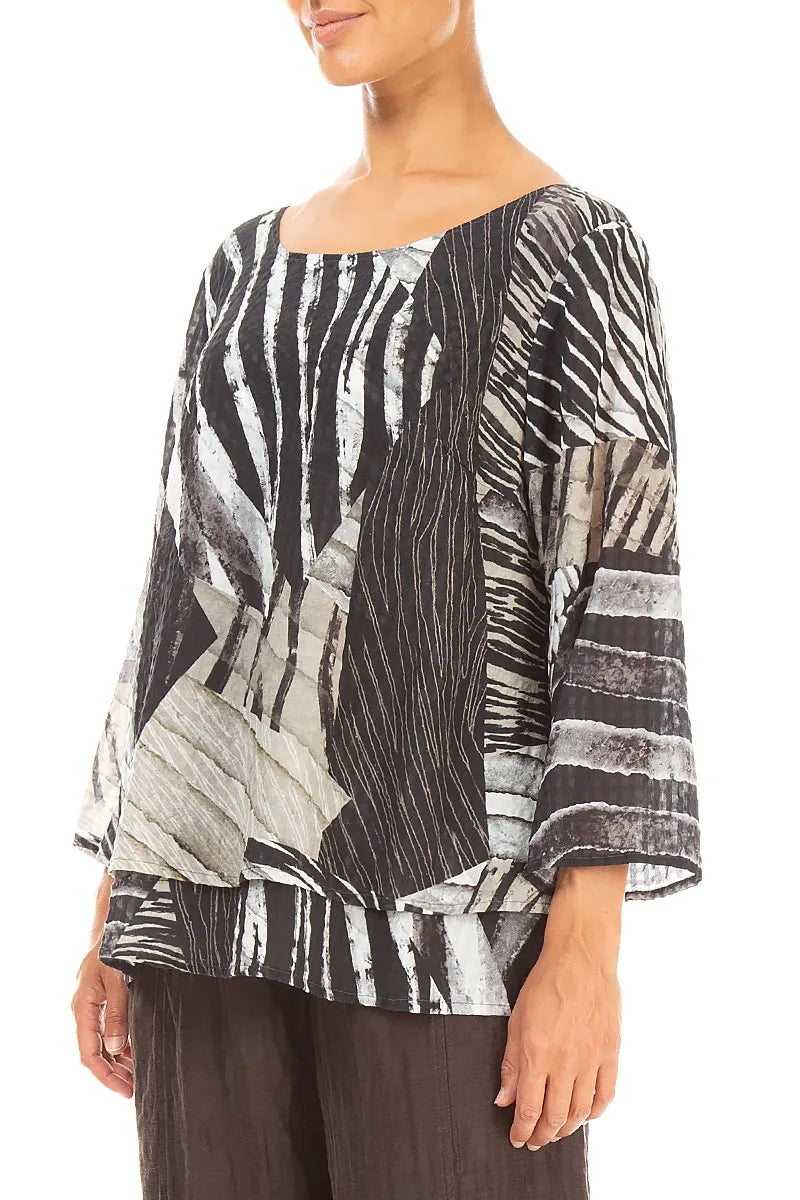 Layered Wild Ink Textured Silk Blouse