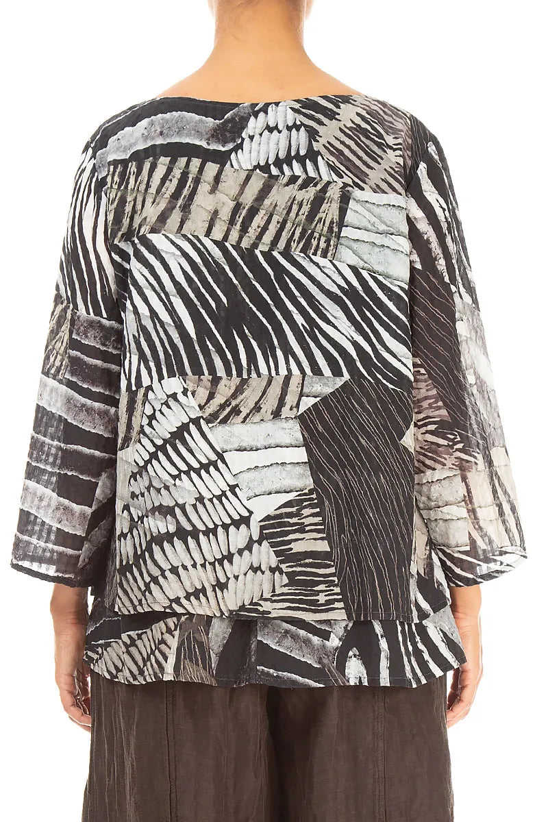 Layered Wild Ink Textured Silk Blouse