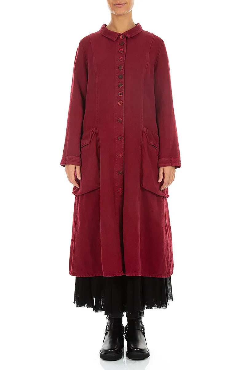 Long Buttonline Ruby Heavy Linen Jacket 1