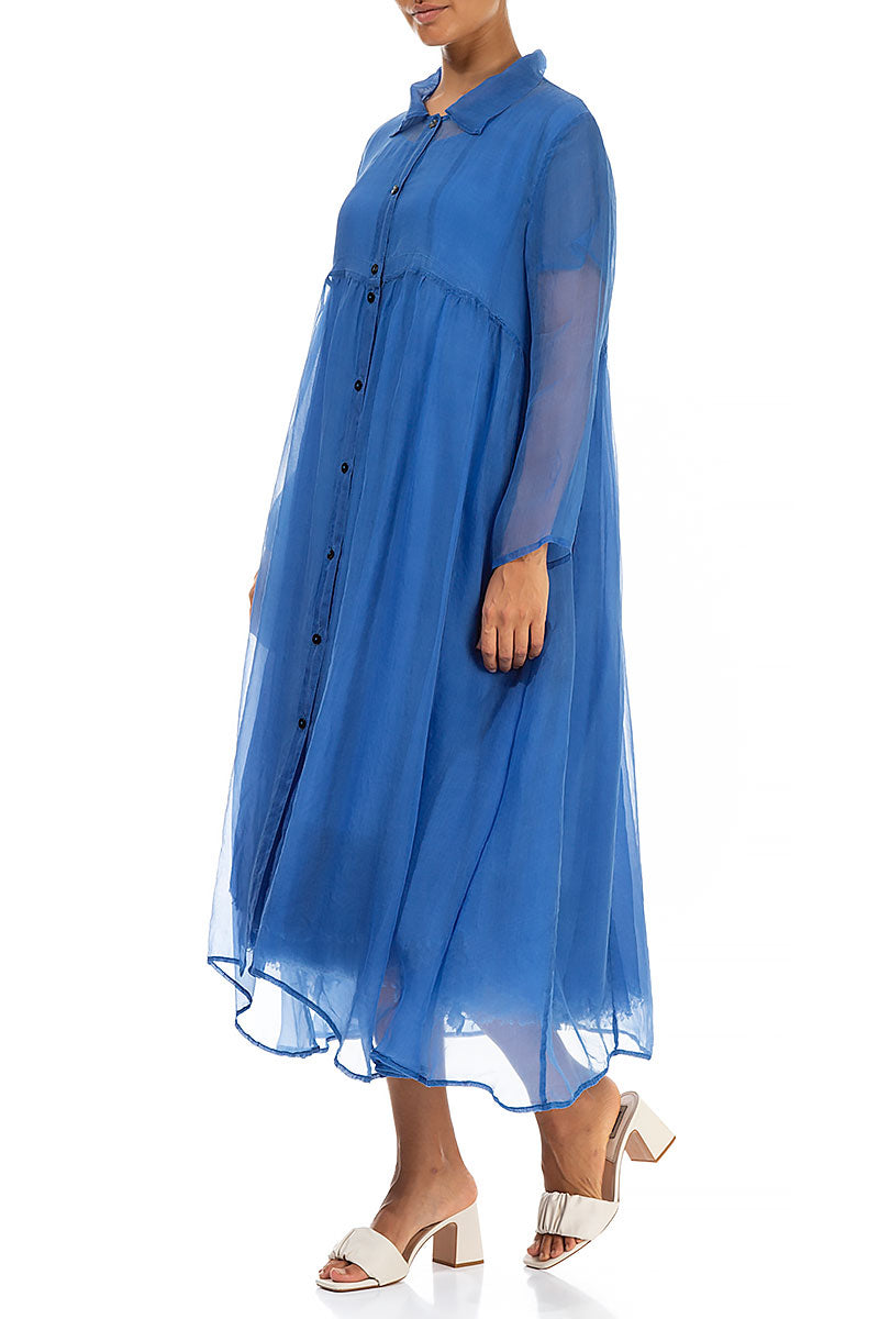 Long Cornflower Silk Chiffon Jacket 4