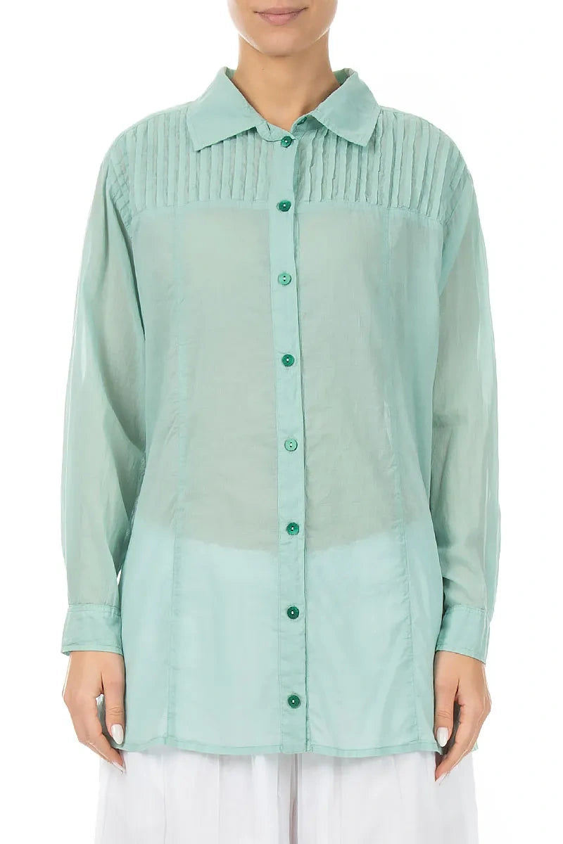 Longer Back Mint Cotton Shirt 1