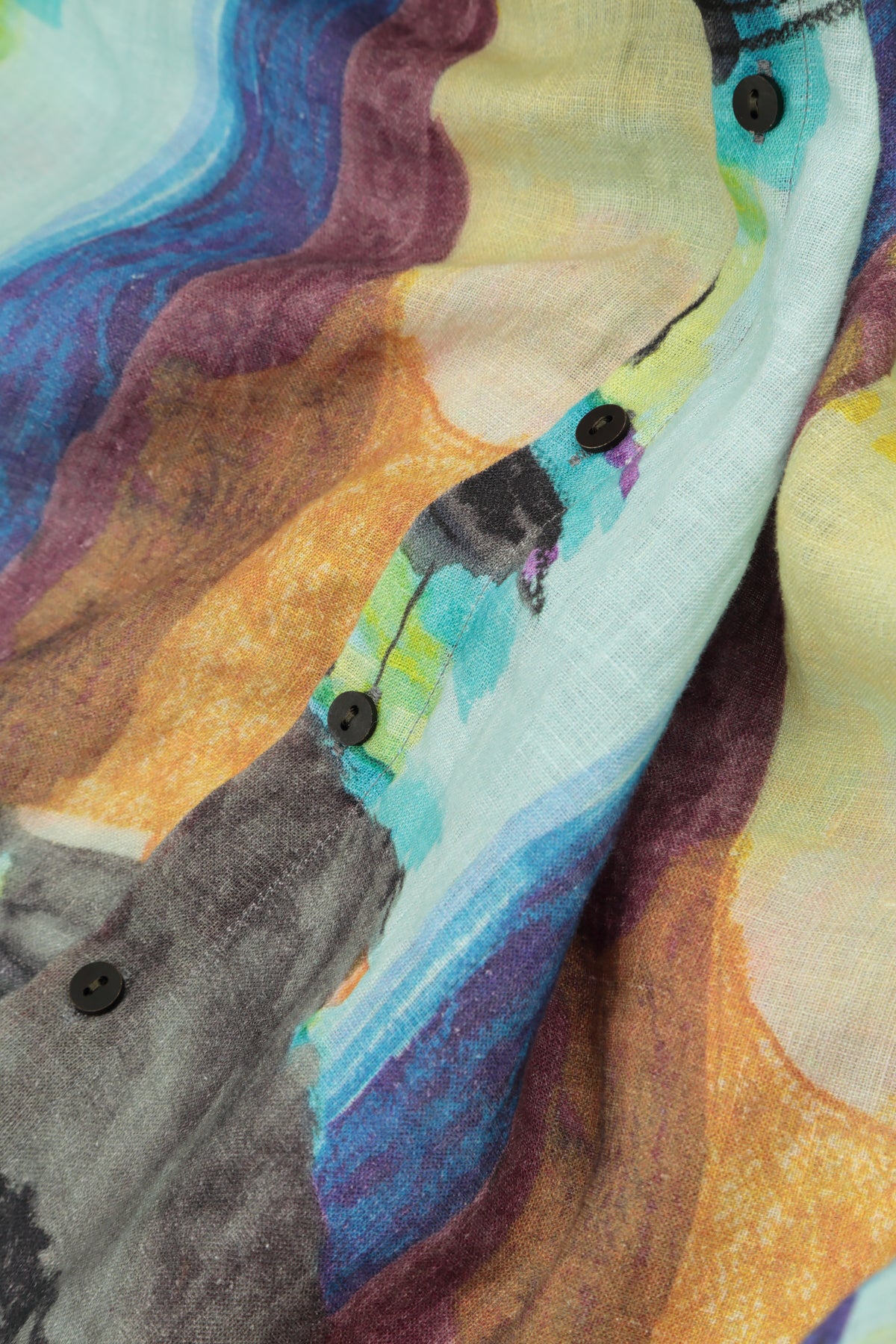 Loose Abstract Linen Shirt 5