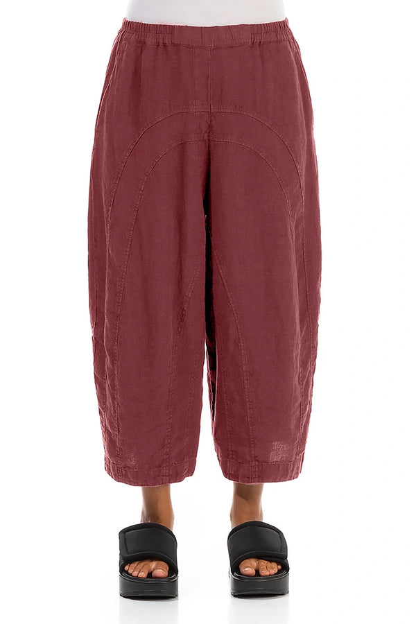 Loose Back Pockets Antique Ruby Linen Trousers 1
