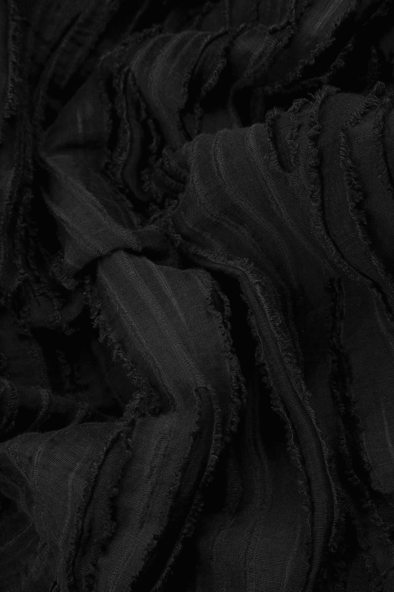 Loose Black Fray Weave Shirt 5