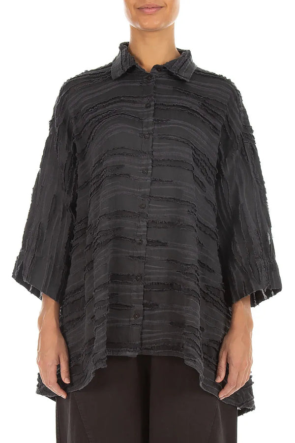 Loose Charcoal Fray Weave Shirt 1