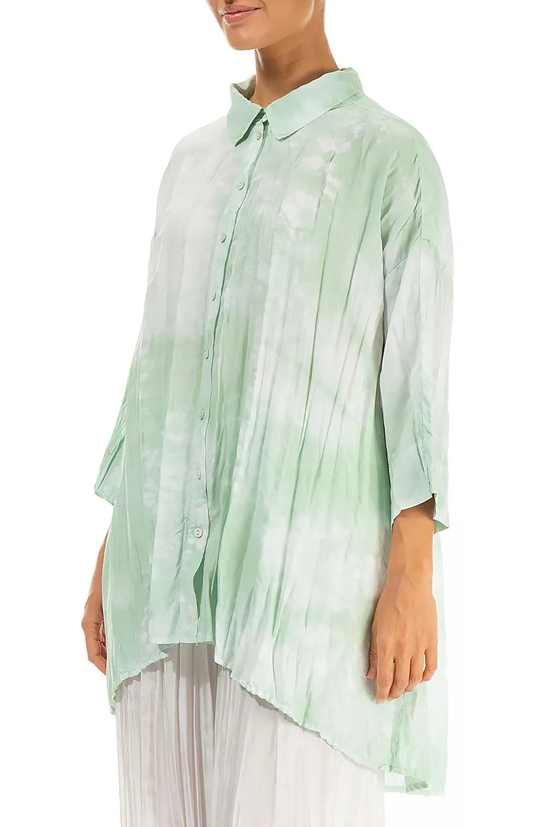 Loose Liquid Sea Mist Crumpled Pure Silk Shirt 4