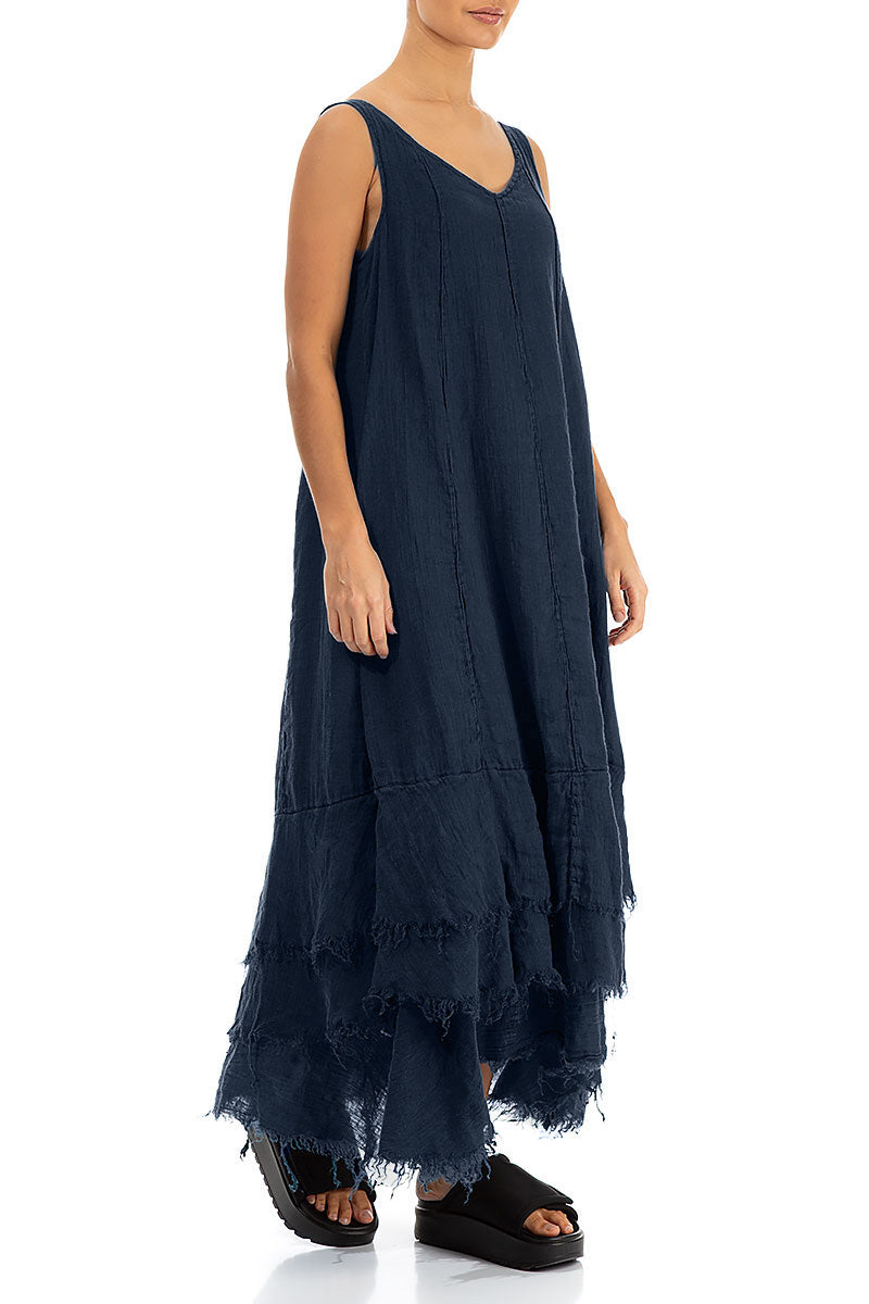 Maxi Navy Gauze Linen Dress 3