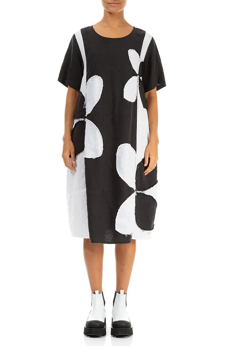 Monochrome Petal Linen Dress 2