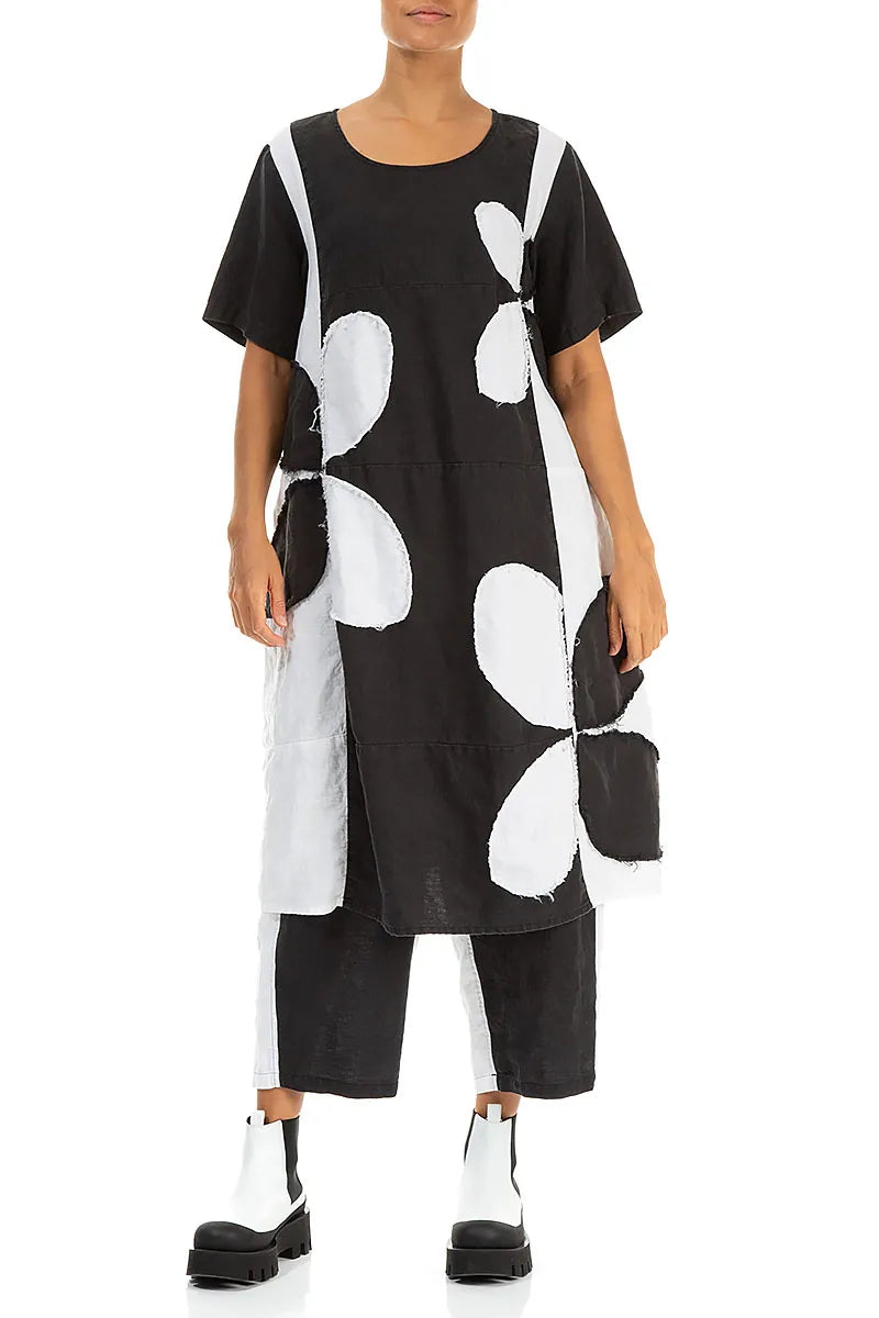 Monochrome Petal Linen Dress 6