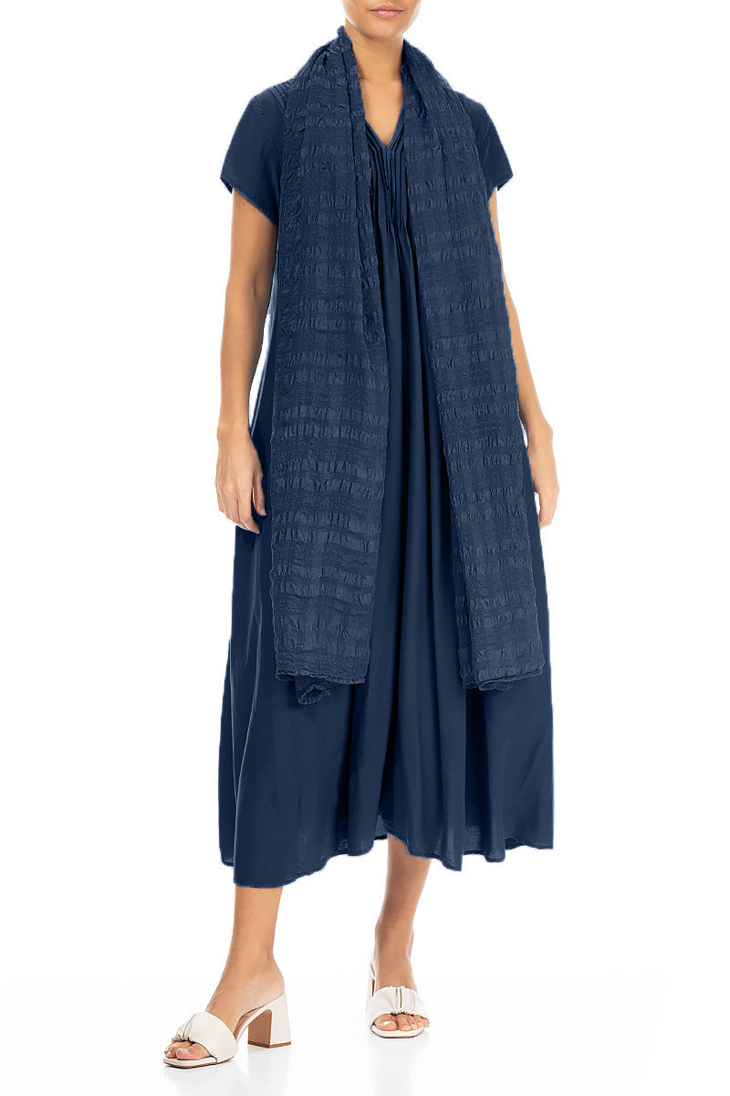 Navy Light Silk Scarf 2