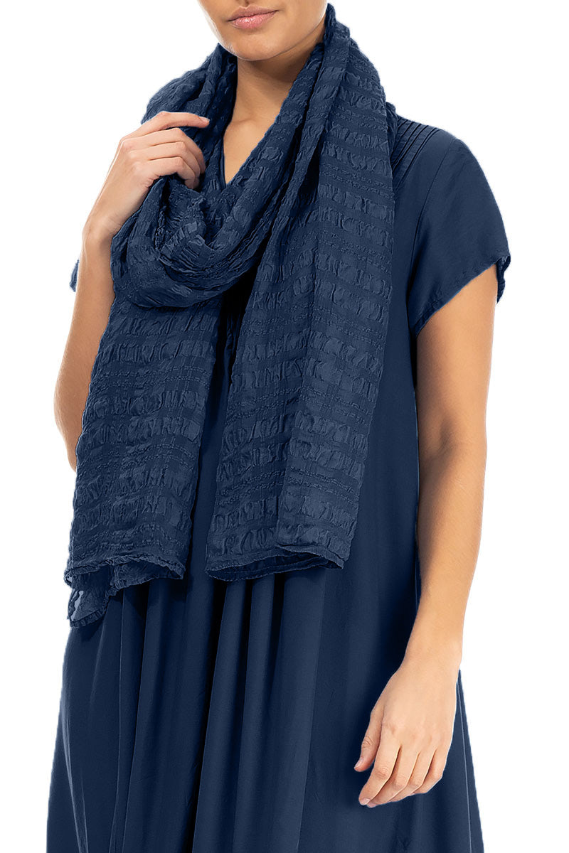 Navy Light Silk Scarf 3
