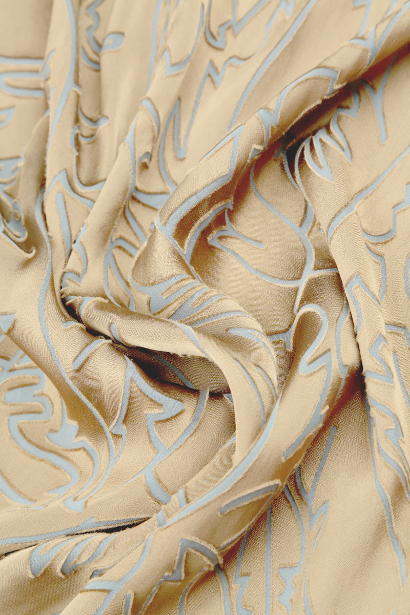 Olive Devoré Feather Silk Scarf 4
