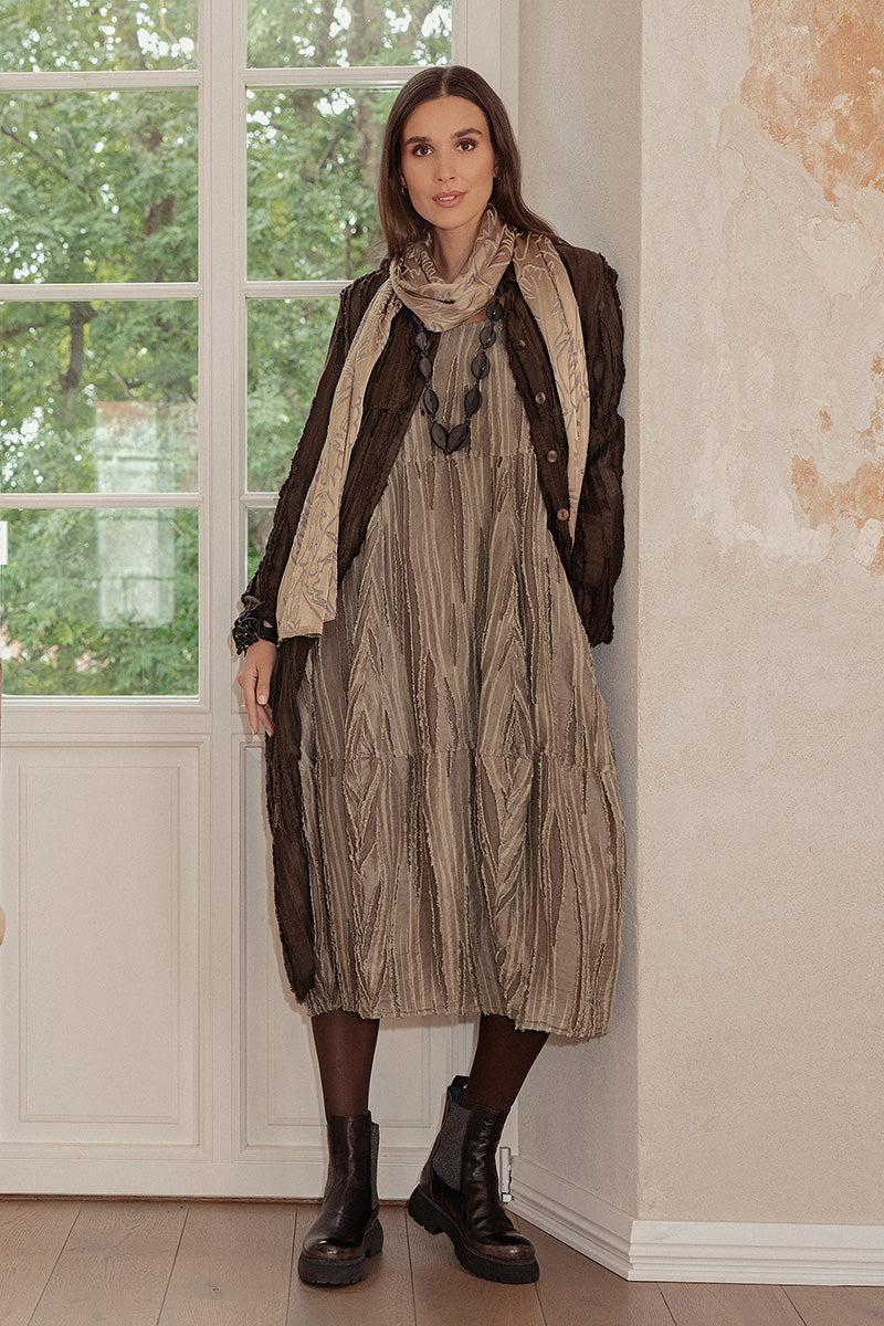 Olive Devoré Feather Silk Scarf 5
