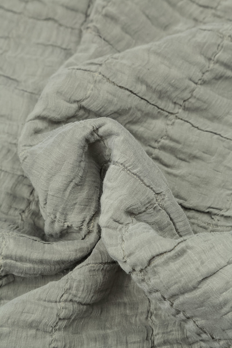 Olive Grey Pleated Silk Linen Blouse 6