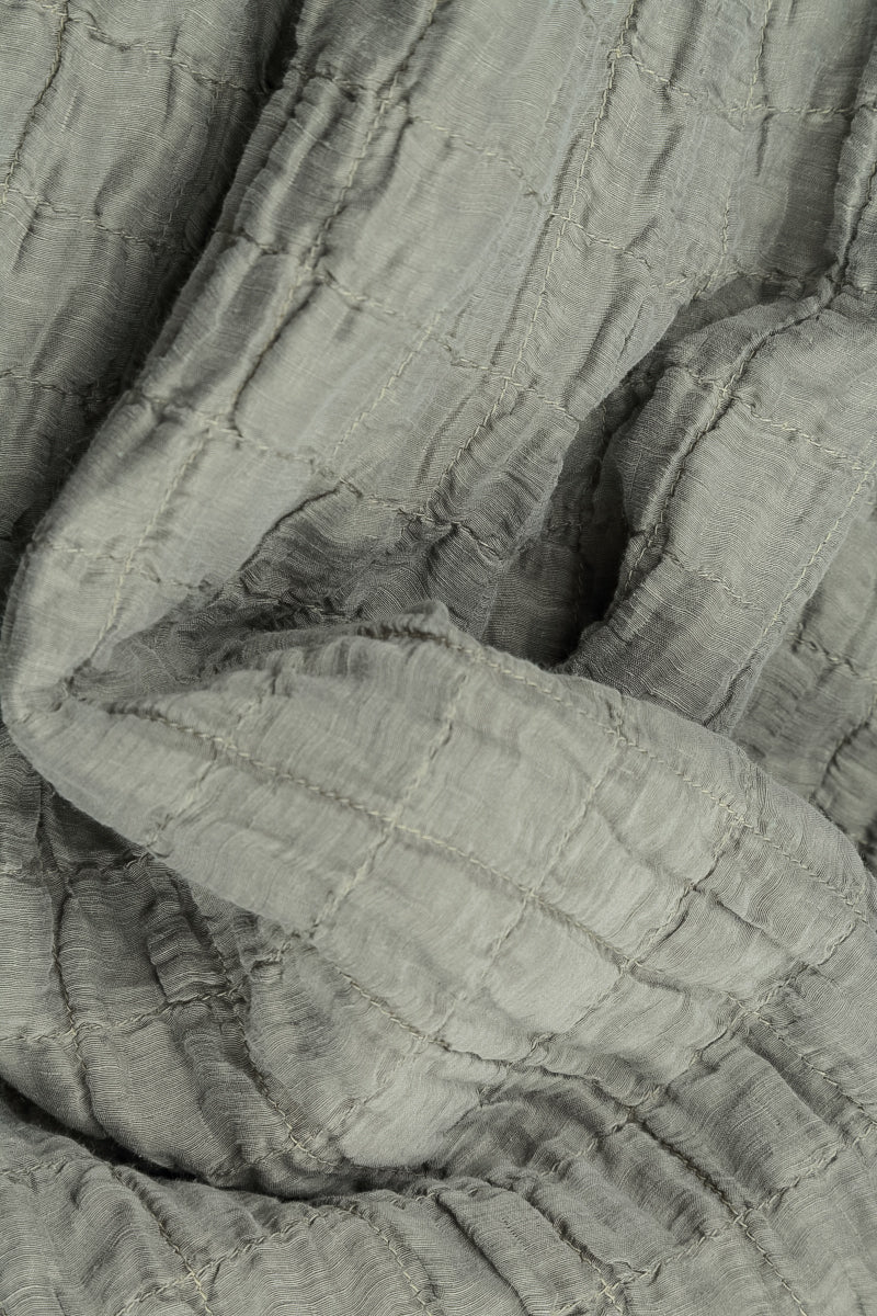Olive Grey Pleated Silk Linen Trousers 5
