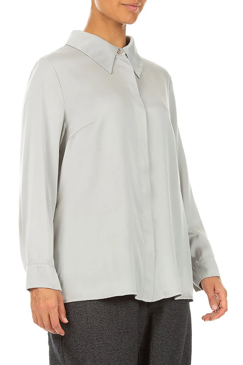 Olive Grey Silk Shirt 3