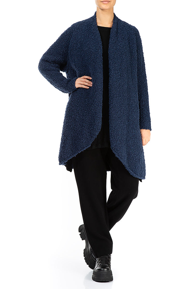 Open Blue Violet Alpaca Wool Coat Cardigan 5