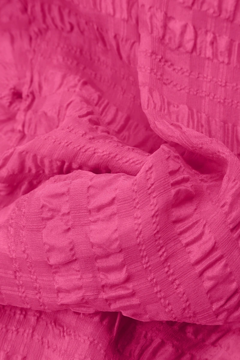 Open Fuchsia Textured Silk Jacket 5