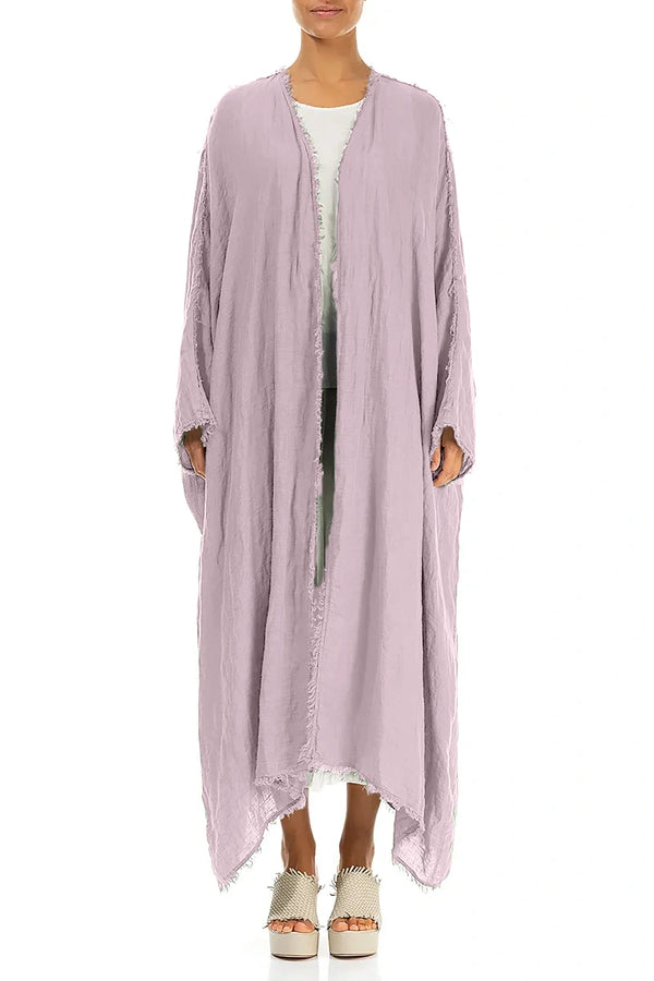 Oversized Raw Edge Lilac Gauze Linen Jacket 1
