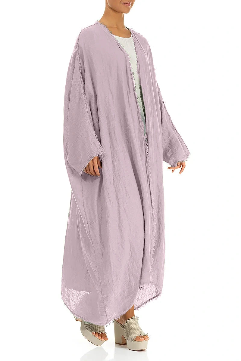Oversized Raw Edge Lilac Gauze Linen Jacket 4