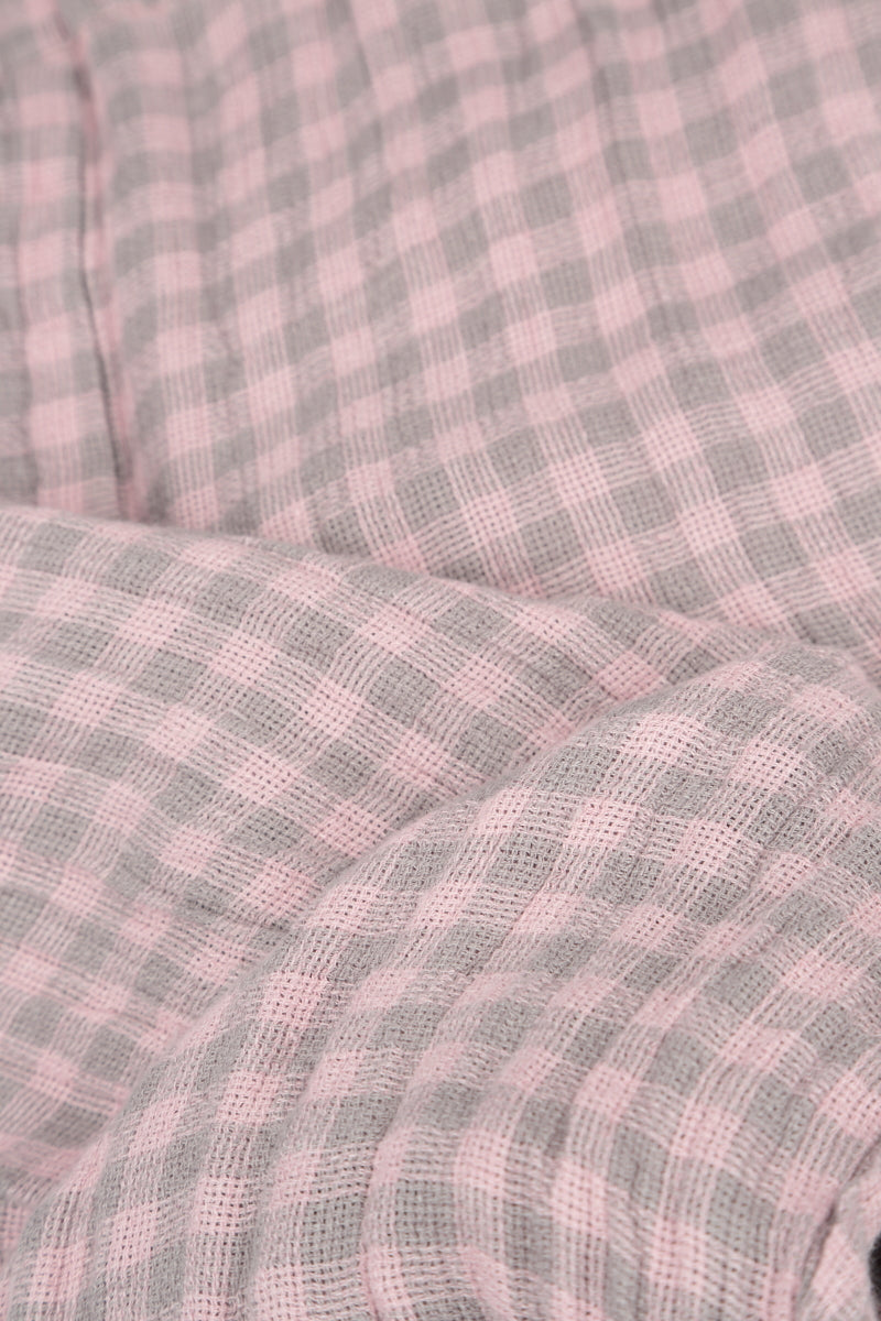 Pink Check Linen Jacket Blouse 6