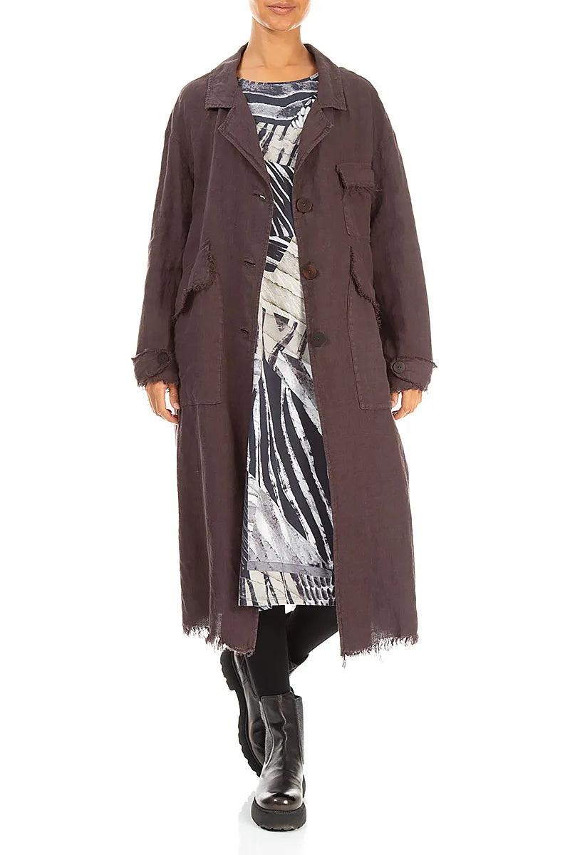 Raw Truffle Brown Linen Jacket Coat 5