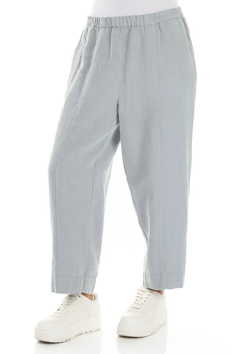 Relaxed Taper Silver Grey Linen Trousers 3