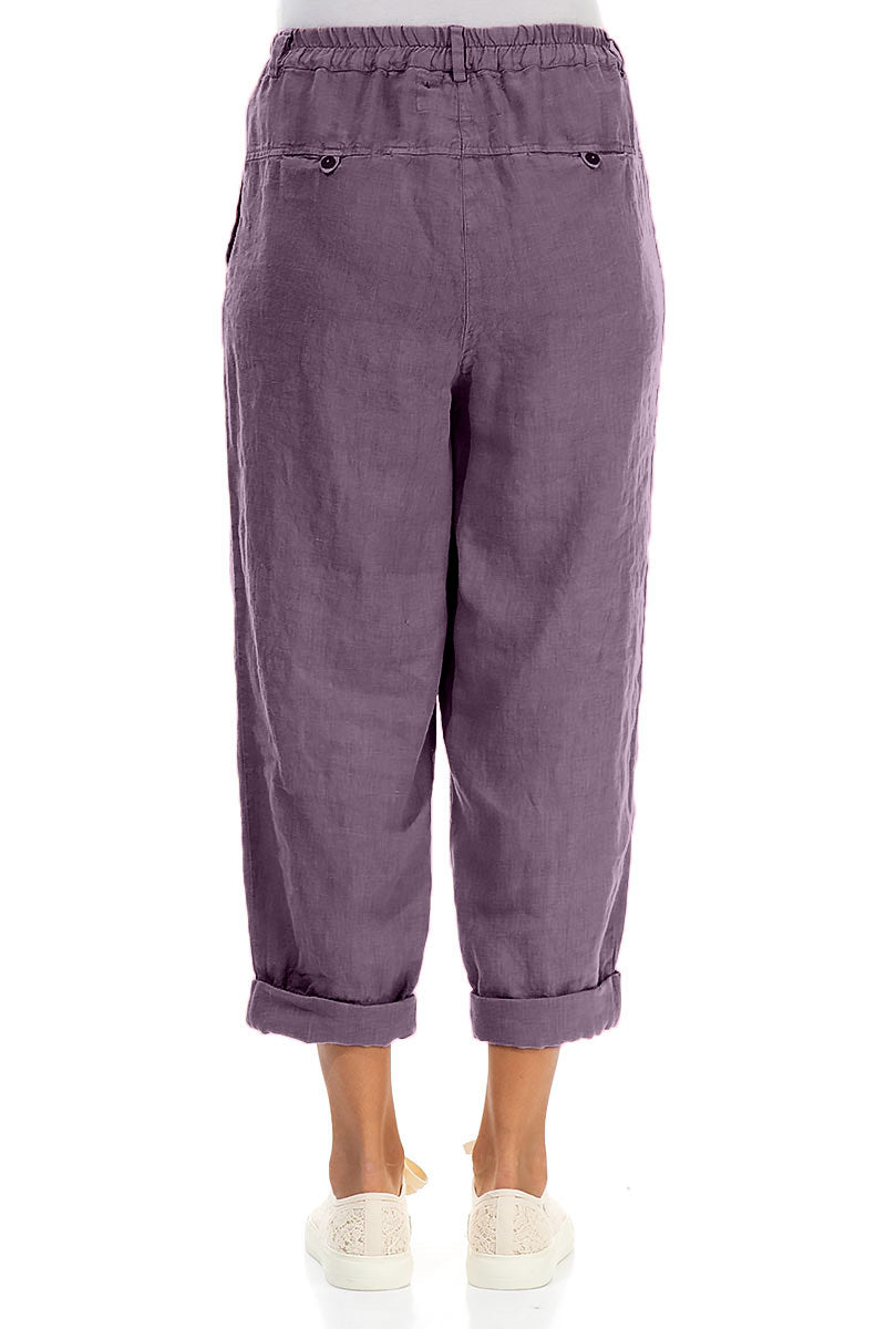 Roll Up Amethyst Linen Trousers 2