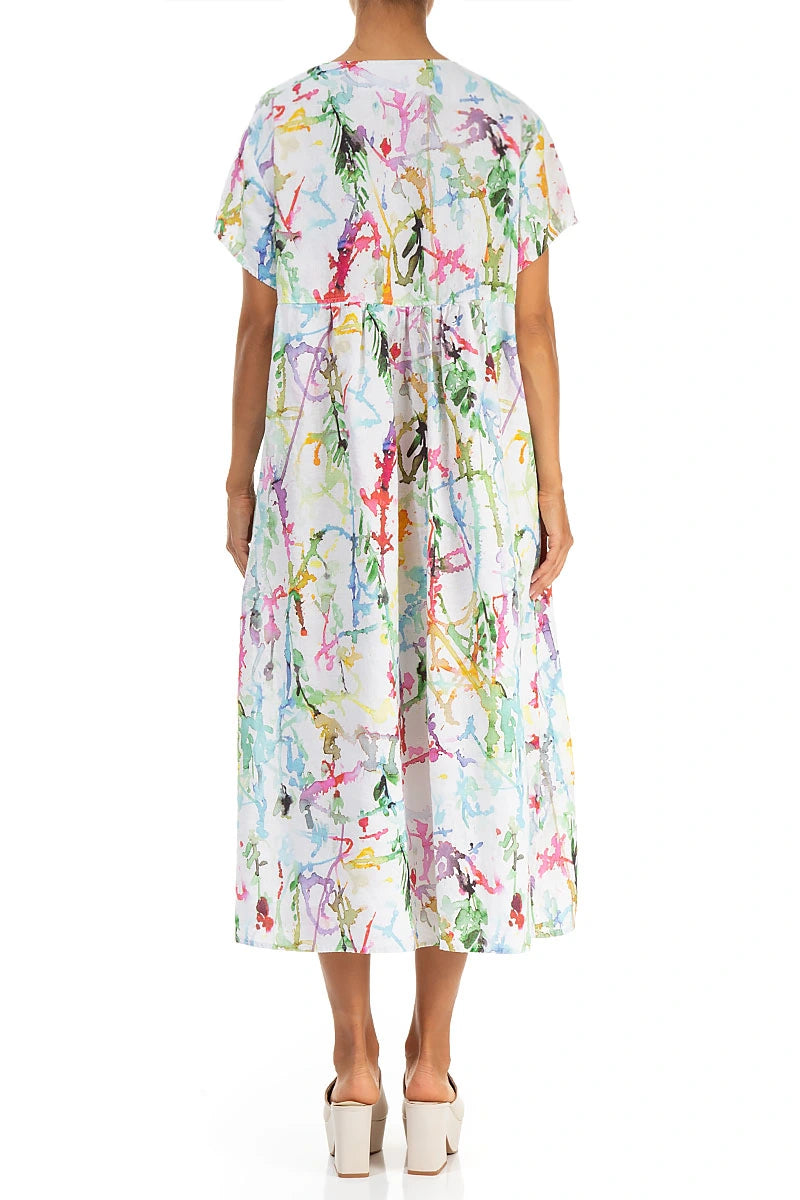 Romantic Colour Splash Linen Dress 3