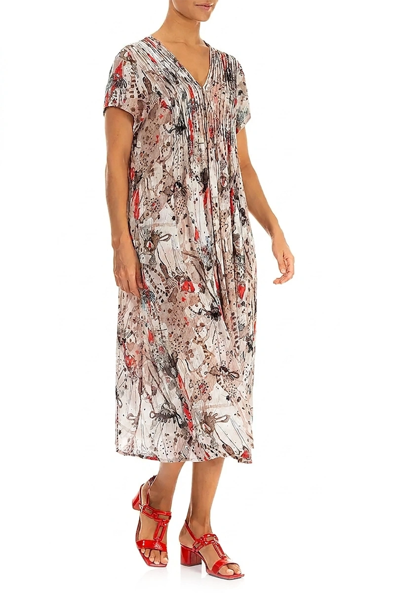 Romantic Savannah Textured Silk Midi Dress 4