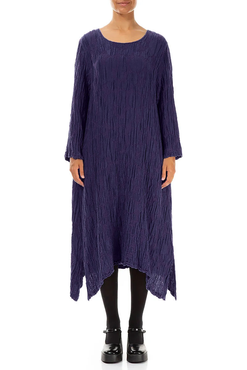 Royal Purple Circle Silk Linen Shift Dress 1