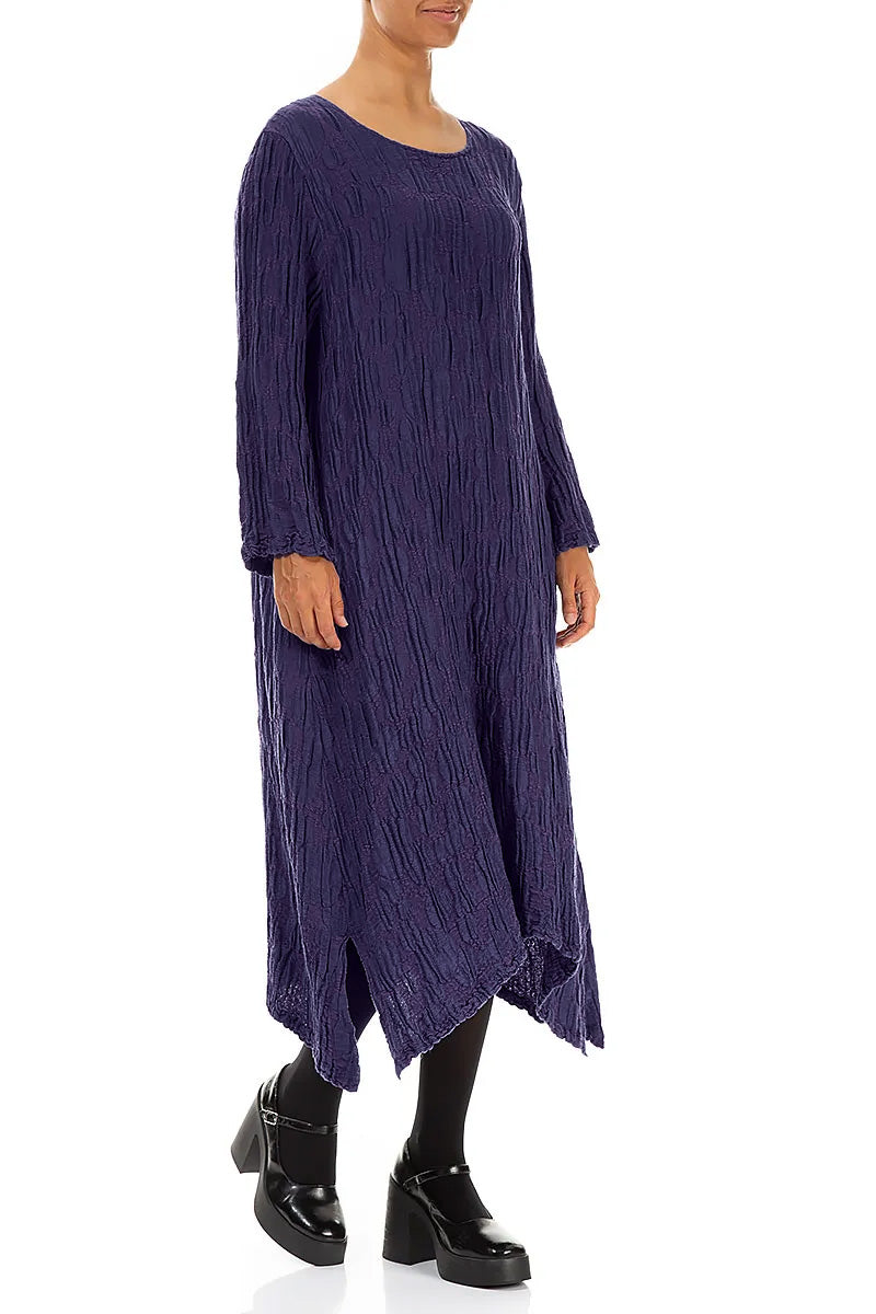 Royal Purple Circle Silk Linen Shift Dress 3