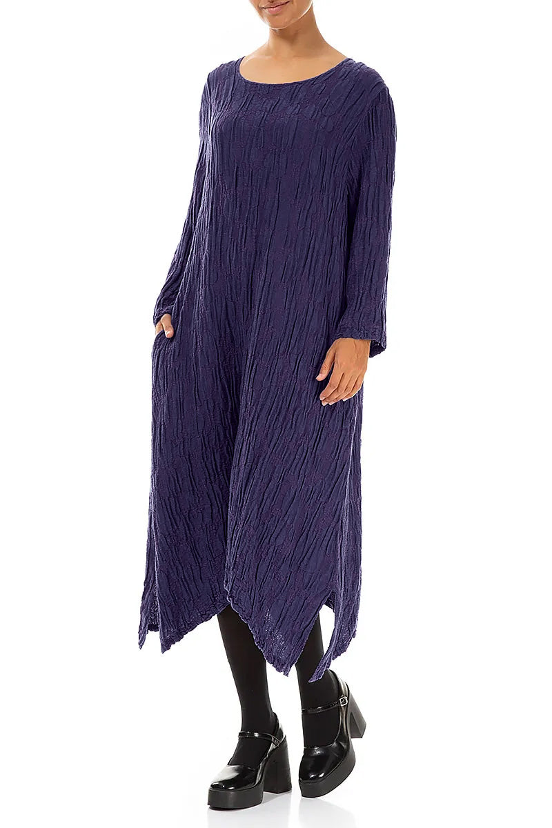 Royal Purple Circle Silk Linen Shift Dress 4