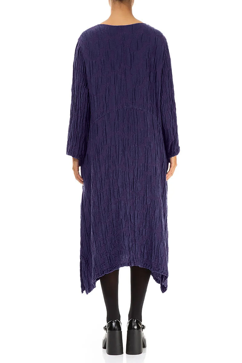 Royal Purple Circle Silk Linen Shift Dress 2
