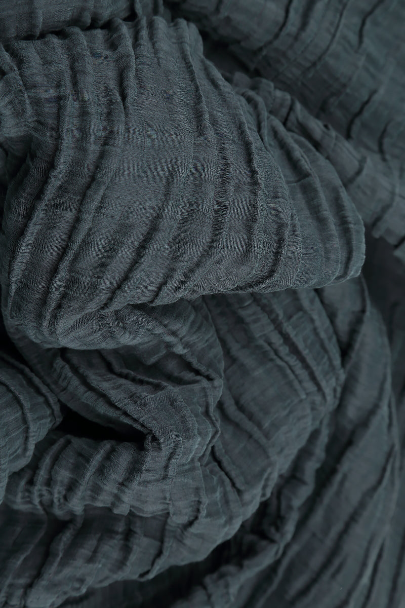 Ruched Hem Graphite Crinkled Silk Linen Trousers 5